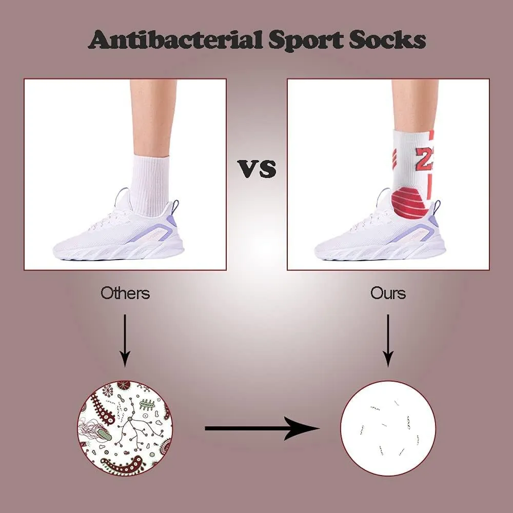 Elite Basketball Socks with Compression & Cushion for Adults and Youth - Running Athletic Crew Socks (3 Pairs)