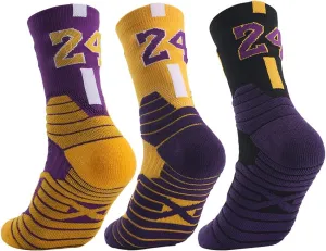 Elite Basketball Socks with Compression & Cushion for Men and Women - Running Athletic Crew Socks