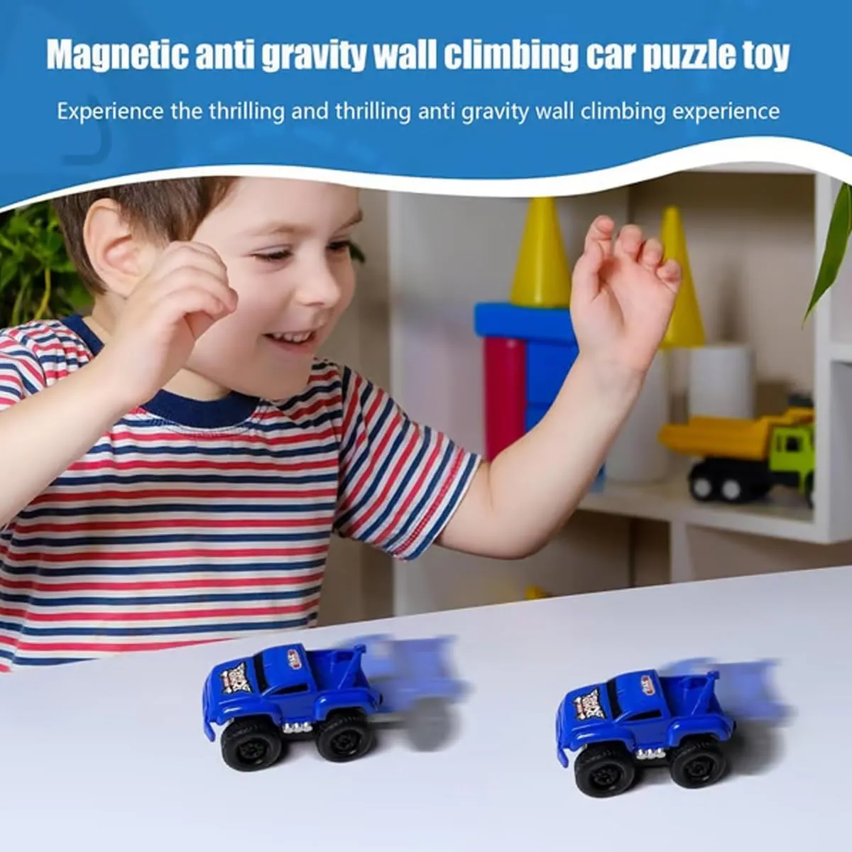 Emboadlie Magnetic Anti-Gravity Wall-Climbing Toy Car, Inertial Magnetic Levitation, Anowadays Wall Climbings Car, That Drive on Walls and Ceiling, Puzzle Decompression Toys for Boys(Track C 1 car (ra