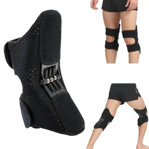 Enhanced Spring-Loaded Knee Support 1 Pack (Upgraded Stabilizer) - Adjustable Breathable Knee Brace for Squats, Volleyball & Climbing, Non-Slip Joint Protection Booster for Active Men & Women (Black)