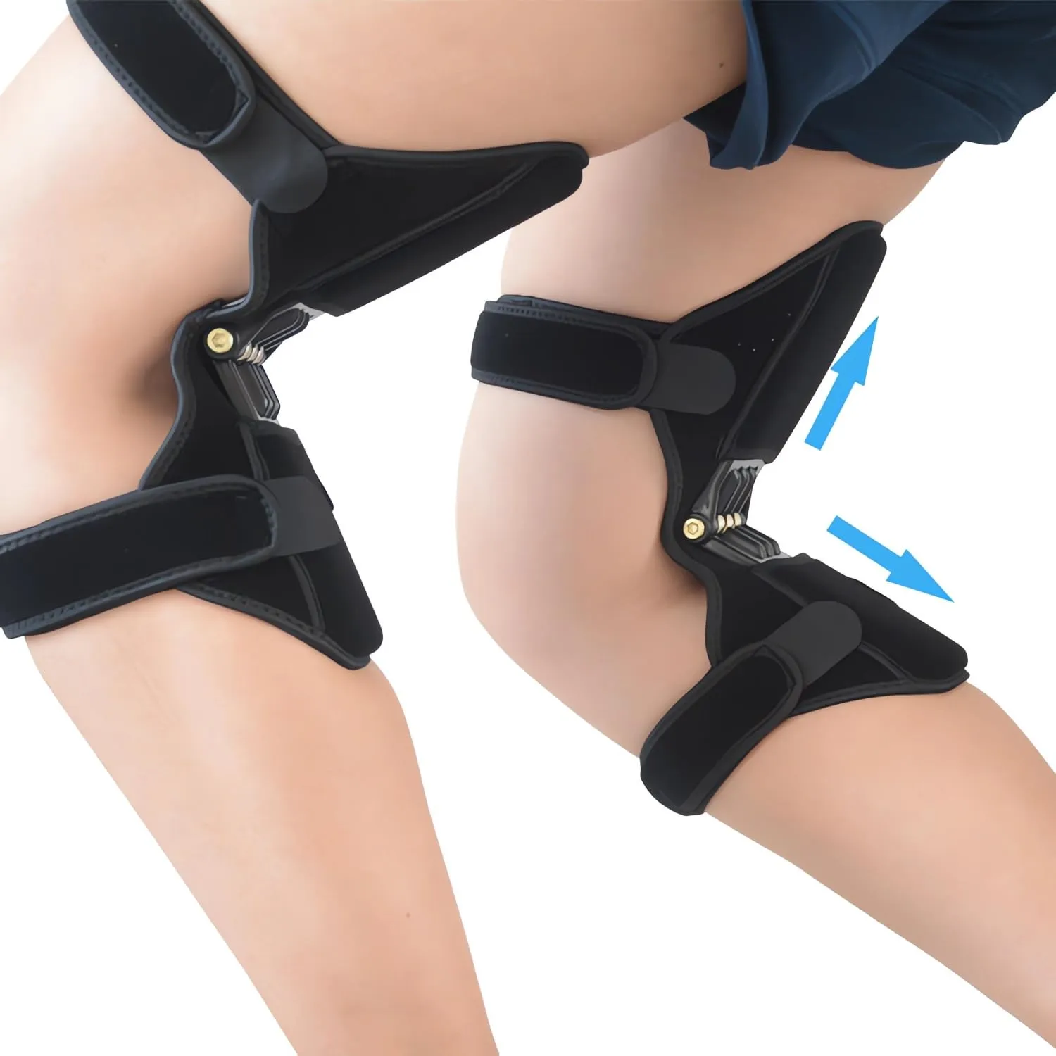 Enhanced Spring-Loaded Knee Support 1 Pack (Upgraded Stabilizer) - Adjustable Breathable Knee Brace for Squats, Volleyball & Climbing, Non-Slip Joint Protection Booster for Active Men & Women (Black)