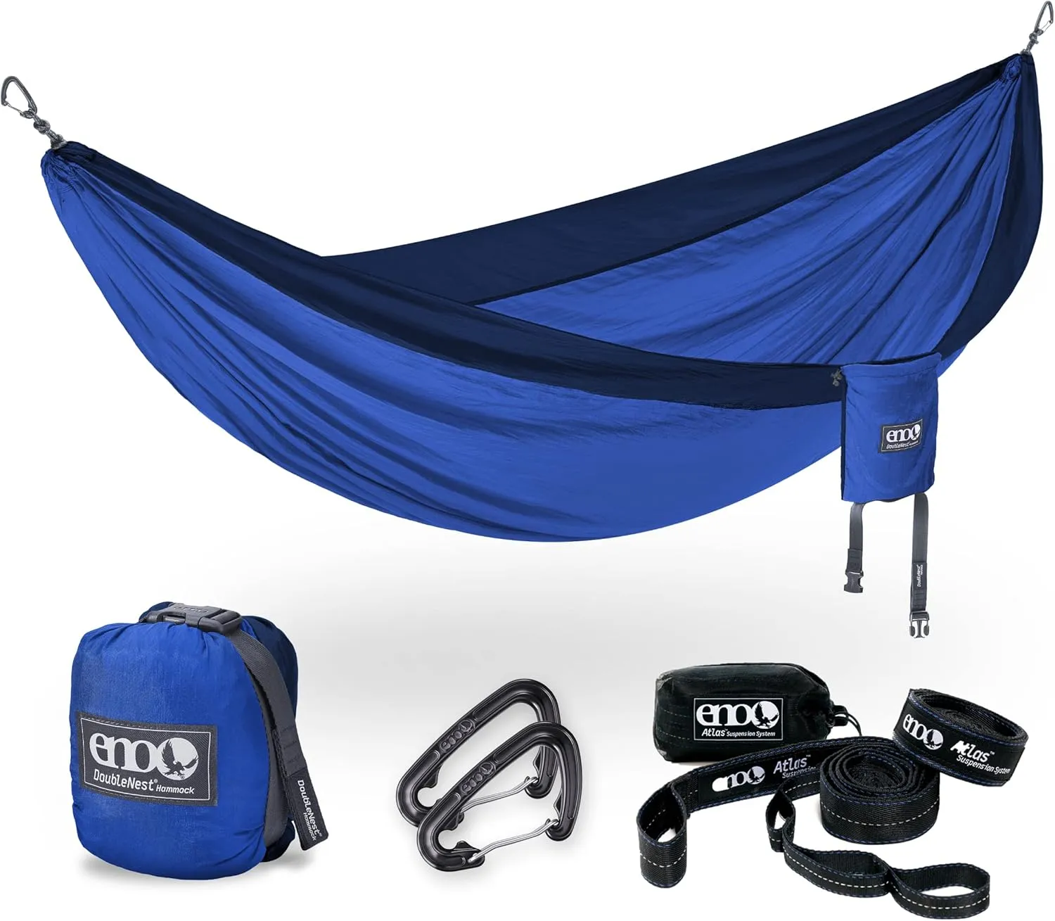 ENO Bundle, Includes The DoubleNest Hammock & Atlas Suspension System, Lightweight, Durable Hammock with Straps for Camping, Hiking & Travel, Royal/Navy
