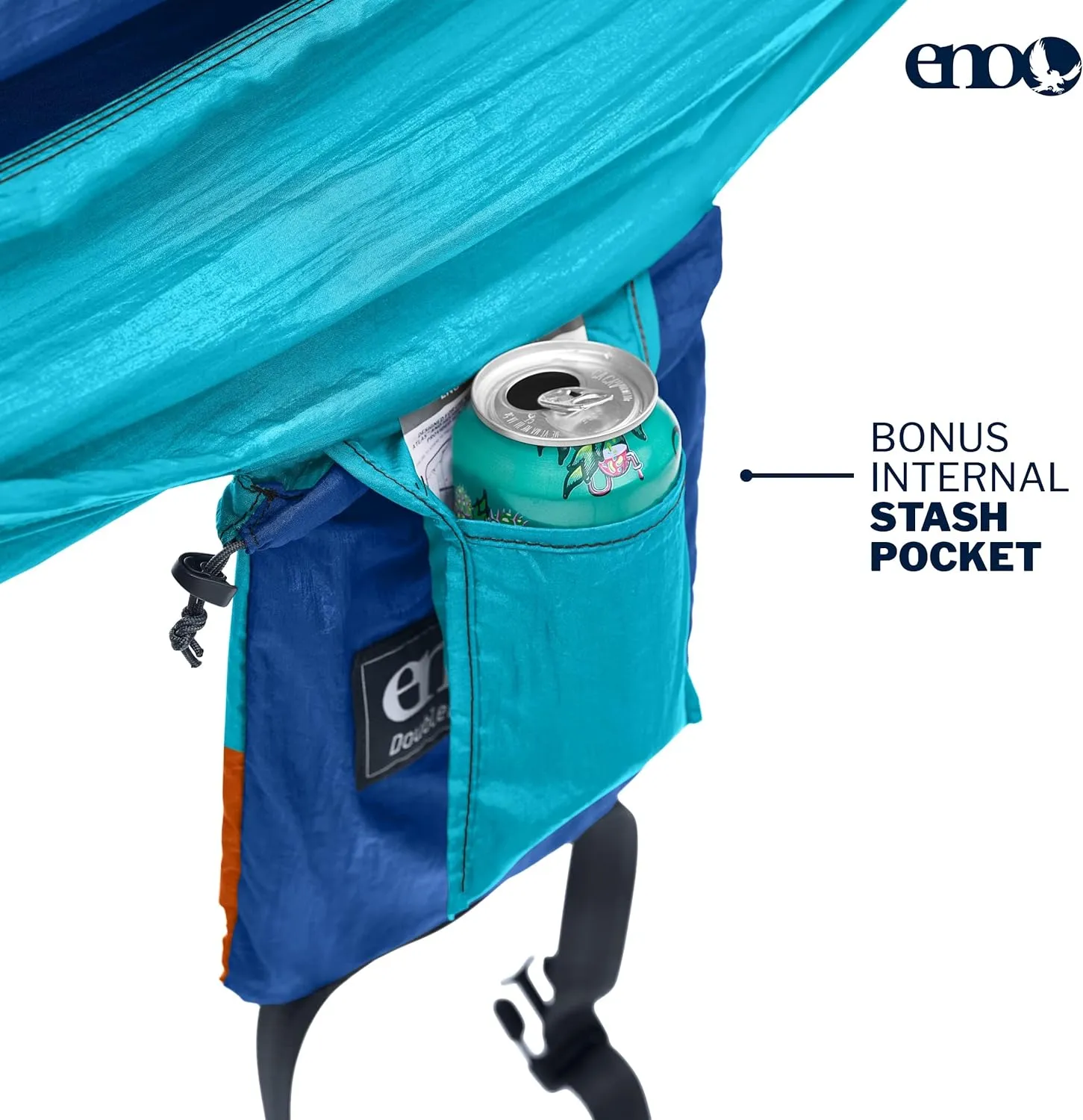 ENO DoubleNest Hammock - Lightweight, Portable, 1 to 2 Person Hammock - for Camping, Hiking, Backpacking, Travel, a Festival, or The Beach - Aqua/Sapphire/Amber