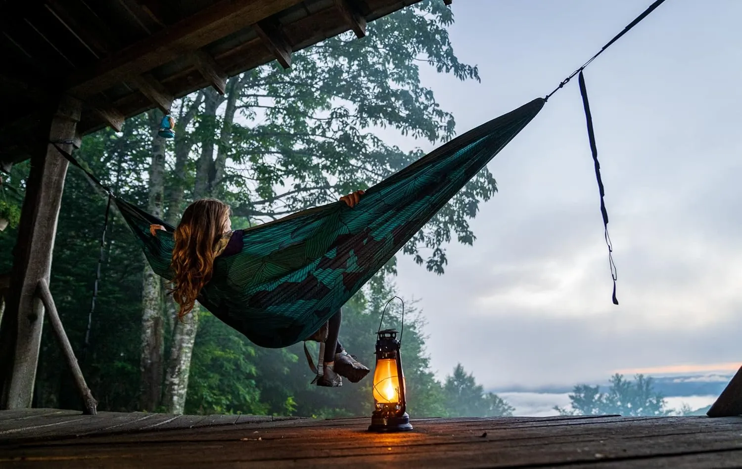 ENO DoubleNest Hammock - Lightweight, Portable, 1 to 2 Person Hammock - for Camping, Hiking, Backpacking, Travel, a Festival, or The Beach - Mountains to Sea/Grey