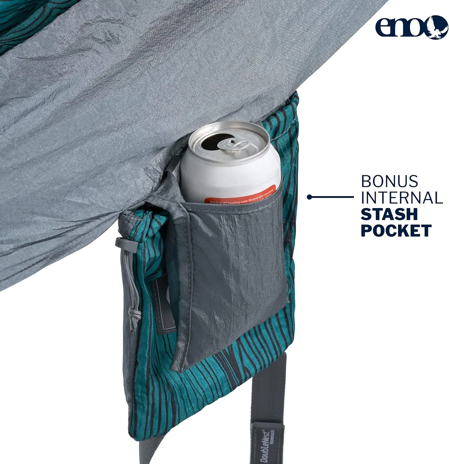 ENO DoubleNest Hammock - Lightweight, Portable, 1 to 2 Person Hammock - for Camping, Hiking, Backpacking, Travel, a Festival, or The Beach - Mountains to Sea/Grey