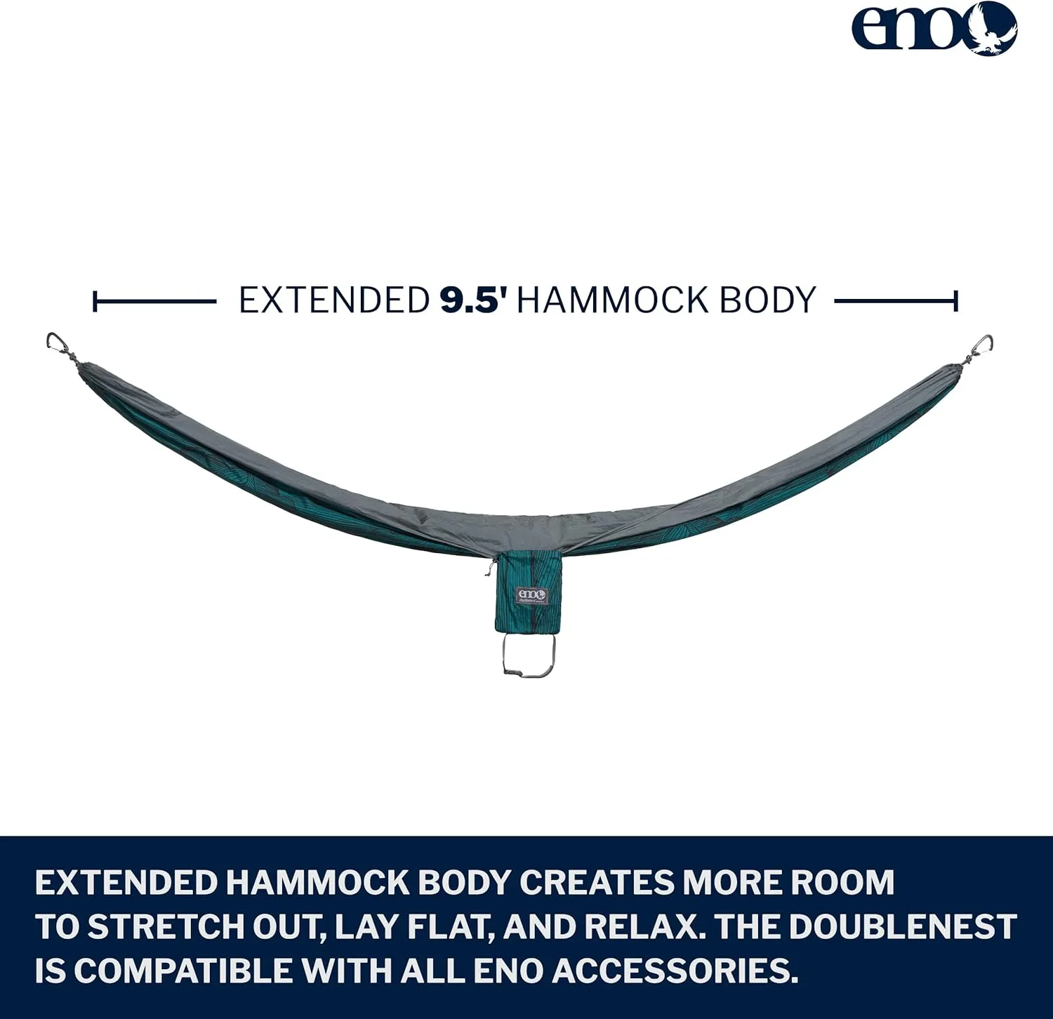 ENO DoubleNest Hammock - Lightweight, Portable, 1 to 2 Person Hammock - for Camping, Hiking, Backpacking, Travel, a Festival, or The Beach - Mountains to Sea/Grey