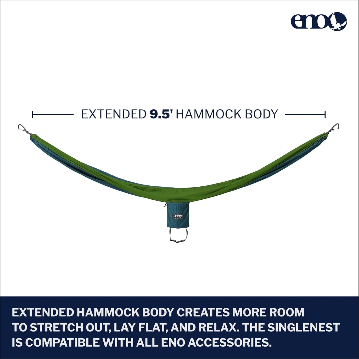 ENO SingleNest Hammock - Lightweight & Portable - 1 Person Hammock - for Camping, Hiking, Backpacking, Travel, a Festival, or The Beach - Grey/Chartreuse