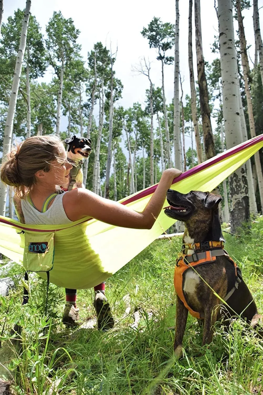 ENO SingleNest Hammock - Lightweight & Portable - 1 Person Hammock - for Camping, Hiking, Backpacking, Travel, a Festival, or The Beach - Grey/Chartreuse