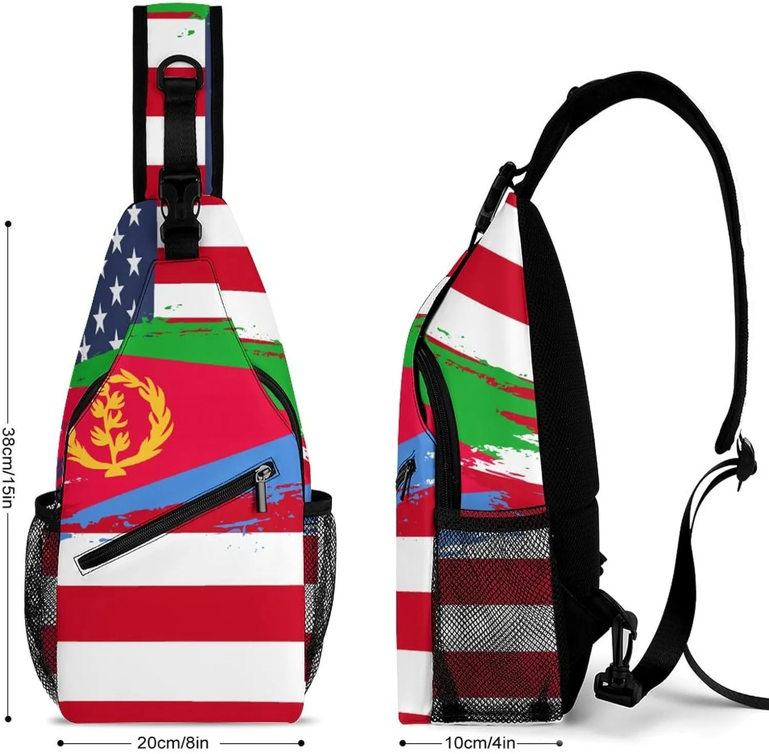 Eritrea Flag Hand Drawn Sling Bag Crossbody Chest Bag Shoulder Bag For Travel Hiking Cycling Camping