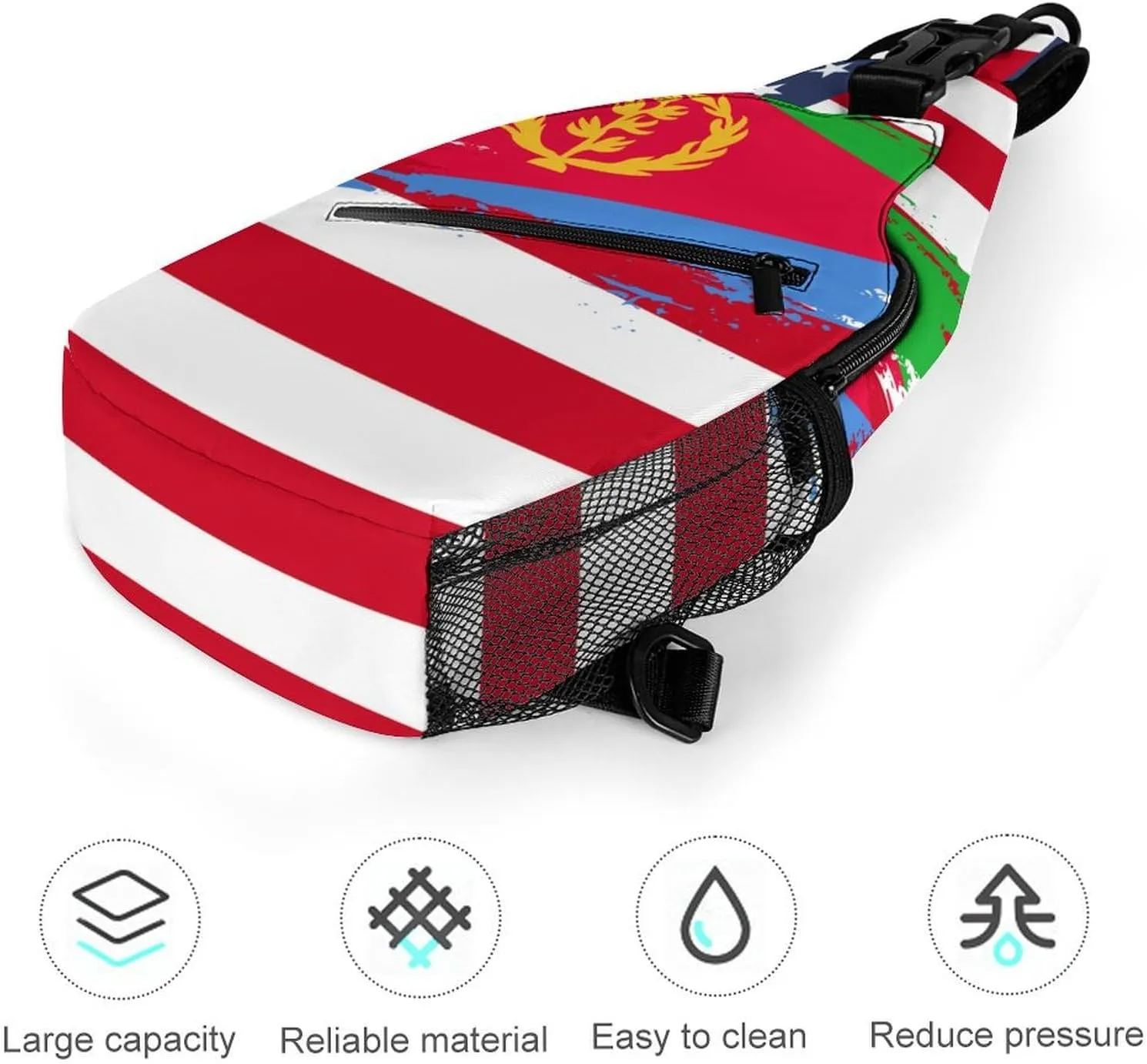 Eritrea Flag Hand Drawn Sling Bag Crossbody Chest Bag Shoulder Bag For Travel Hiking Cycling Camping