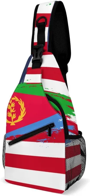 Eritrea Flag Hand Drawn Sling Bag Crossbody Chest Bag Shoulder Bag For Travel Hiking Cycling Camping