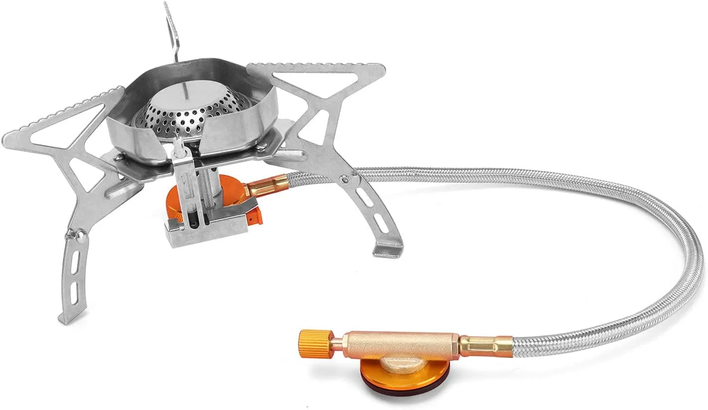 EVTSCAN Windproof Foldable Stove Burner - Mini Gas Stove Portable Integrated Stove Folding Metal Camping Oven for Courtyard Outdoor Camping