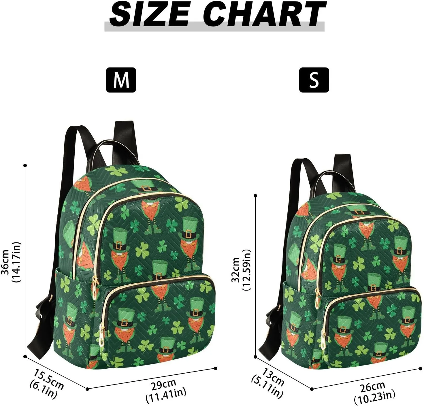 Exnundod Backpack Purse for Women Leprechaun Clover Gnomes, Mini Fashion Backpack St Patricks Day Lightweight Casual Daypack Shoulder Bag Travel Backpack, Medium