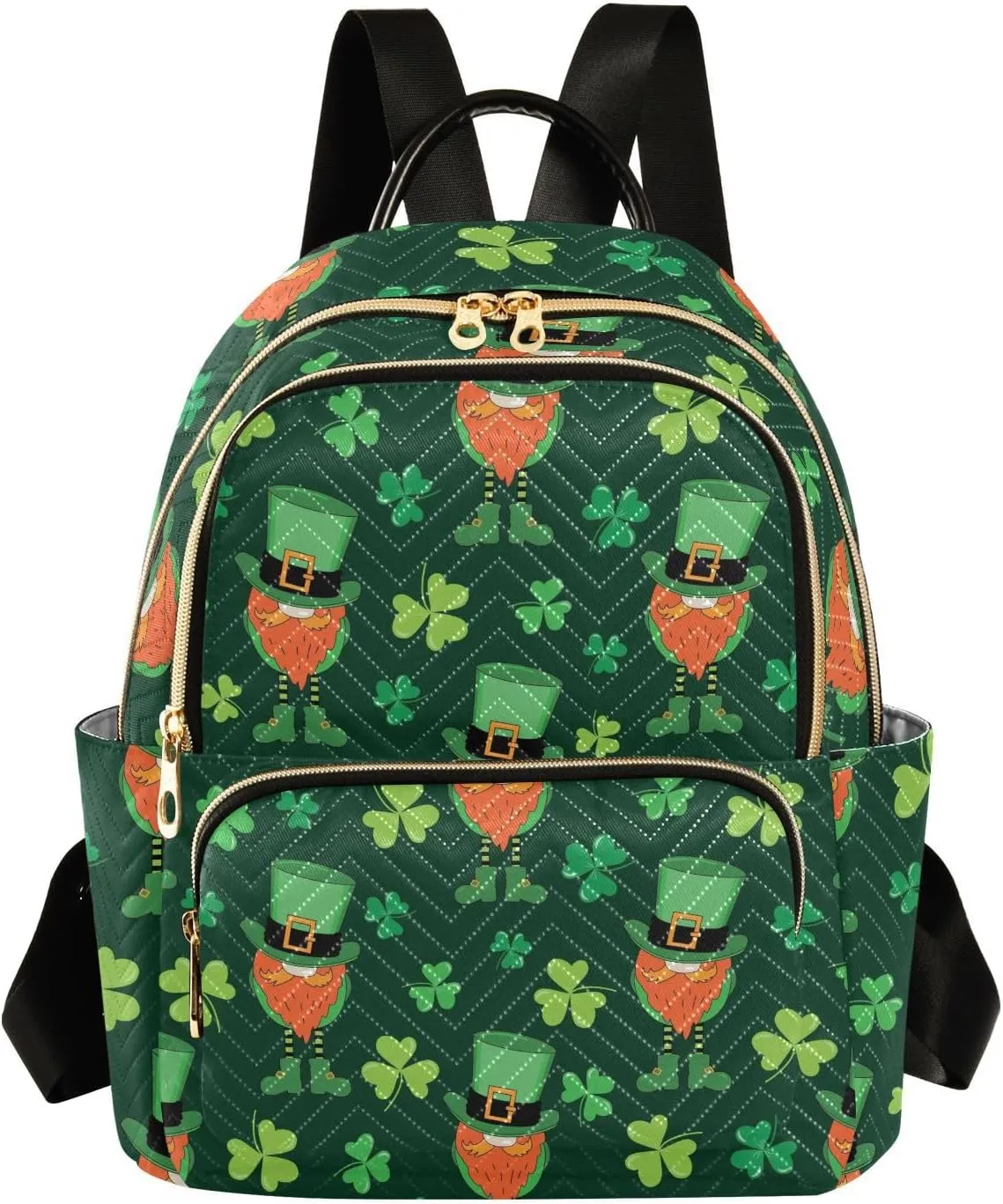 Exnundod Backpack Purse for Women Leprechaun Clover Gnomes, Mini Fashion Backpack St Patricks Day Lightweight Casual Daypack Shoulder Bag Travel Backpack, Medium