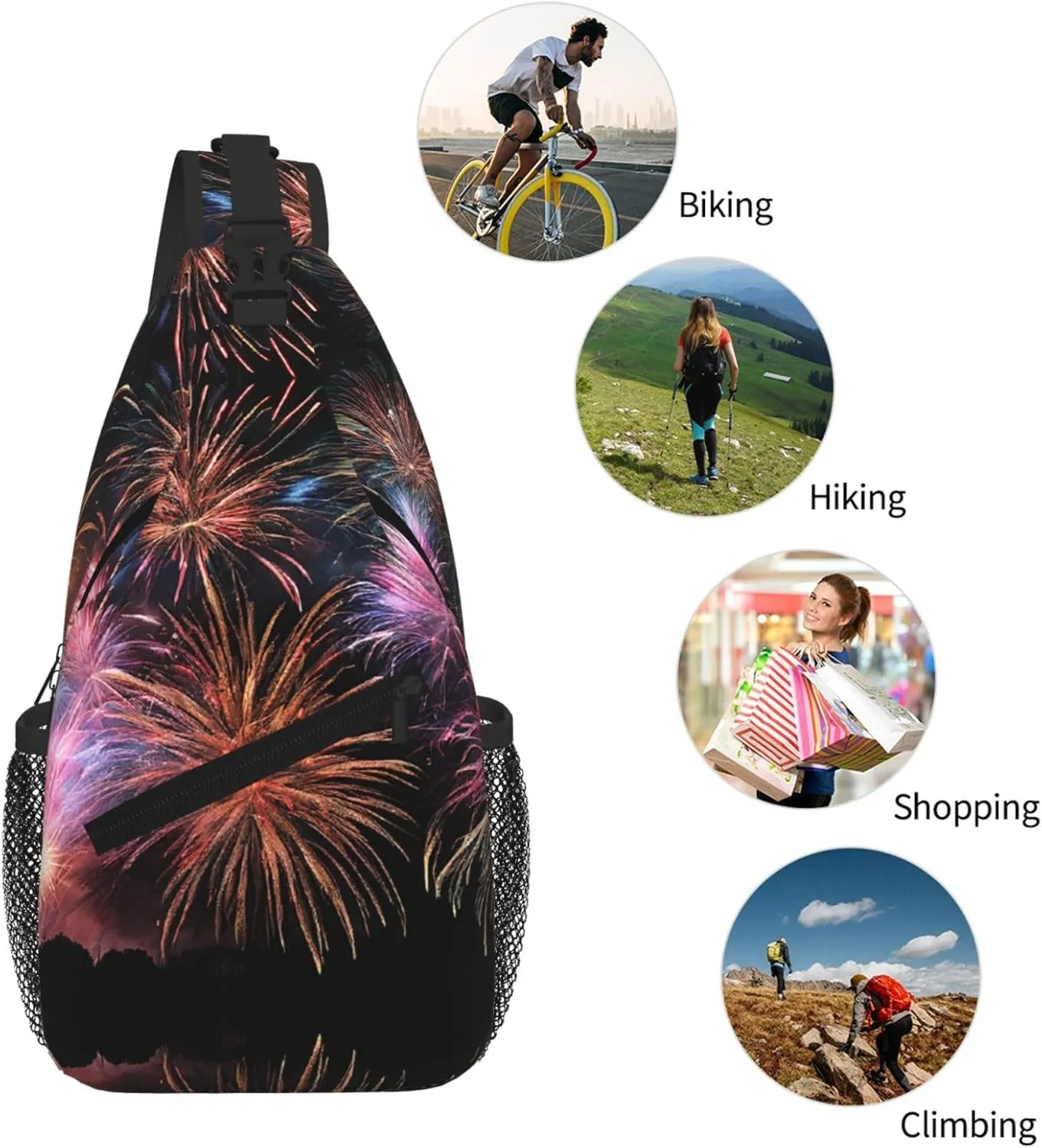 Explosion Firework 3d Print Cross Chest Bag Diagonally - High-Capacity For Short Trips, Work, And Daily Use