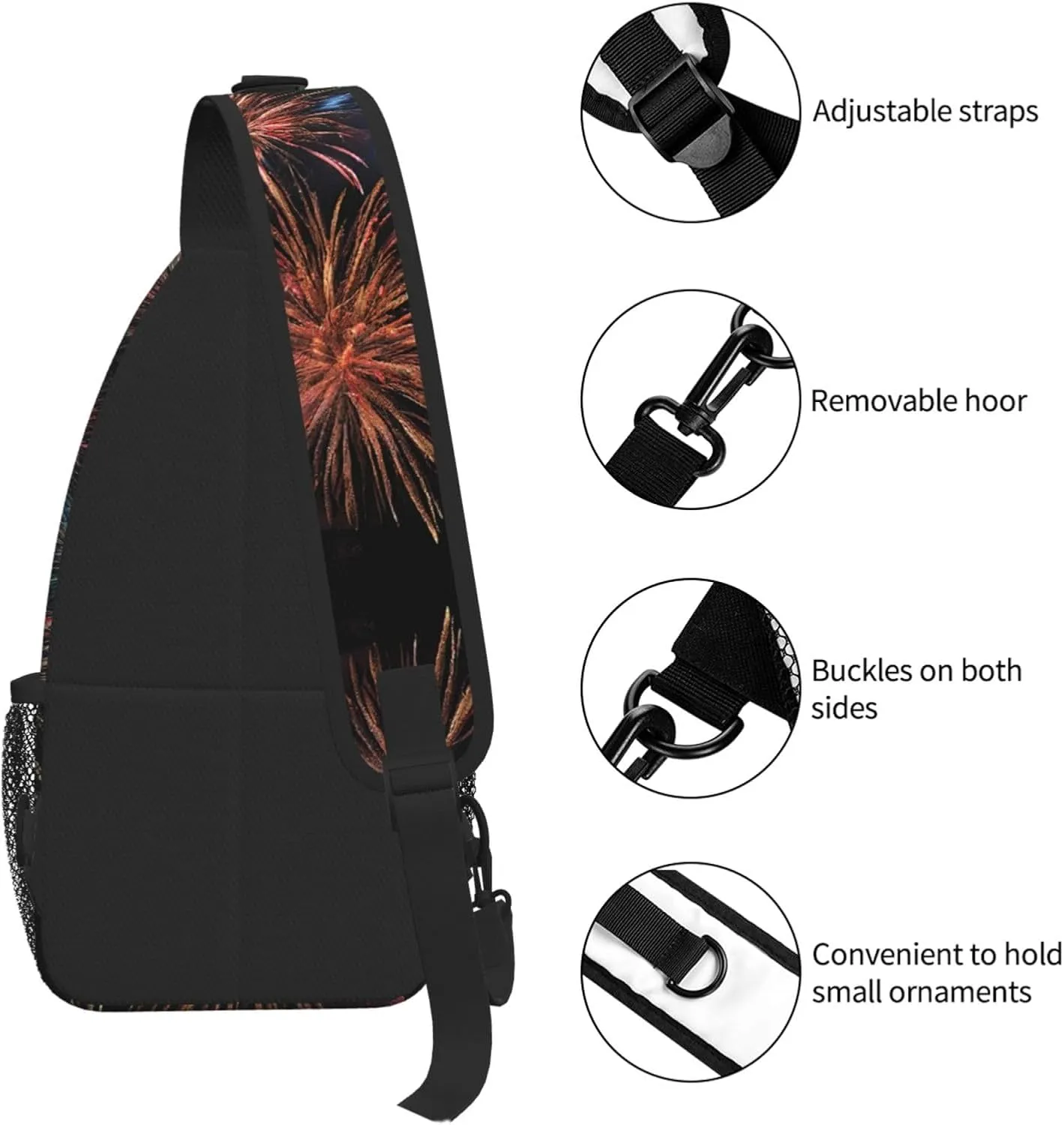 Explosion Firework 3d Print Cross Chest Bag Diagonally - High-Capacity For Short Trips, Work, And Daily Use