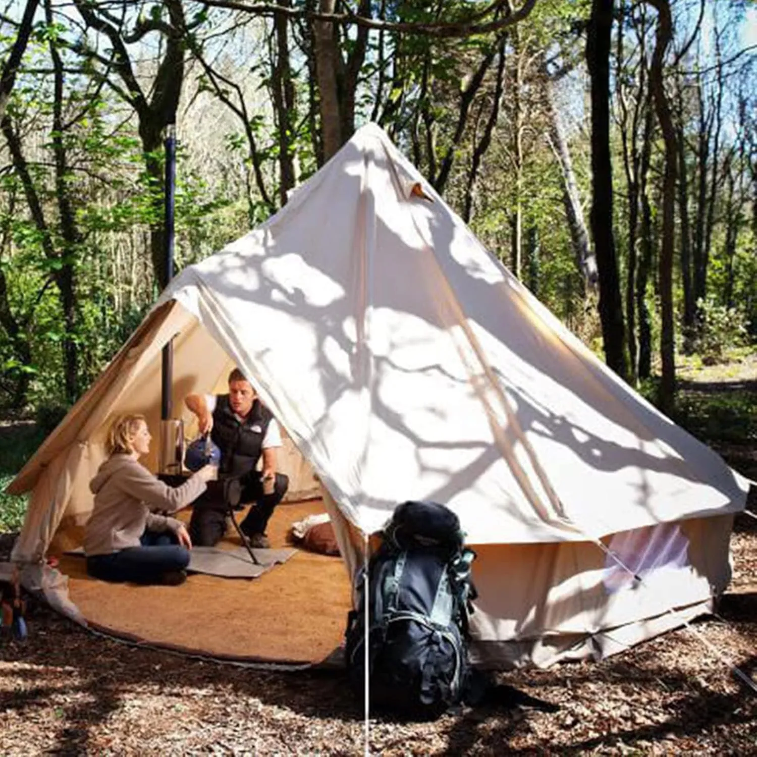 Extra Large Yurt Tent for 6 Person, 4 Season Family Cabin Tents, Luxury Glamping Bell Tents w/Stove Jack for Family Camping Trips and Festivals