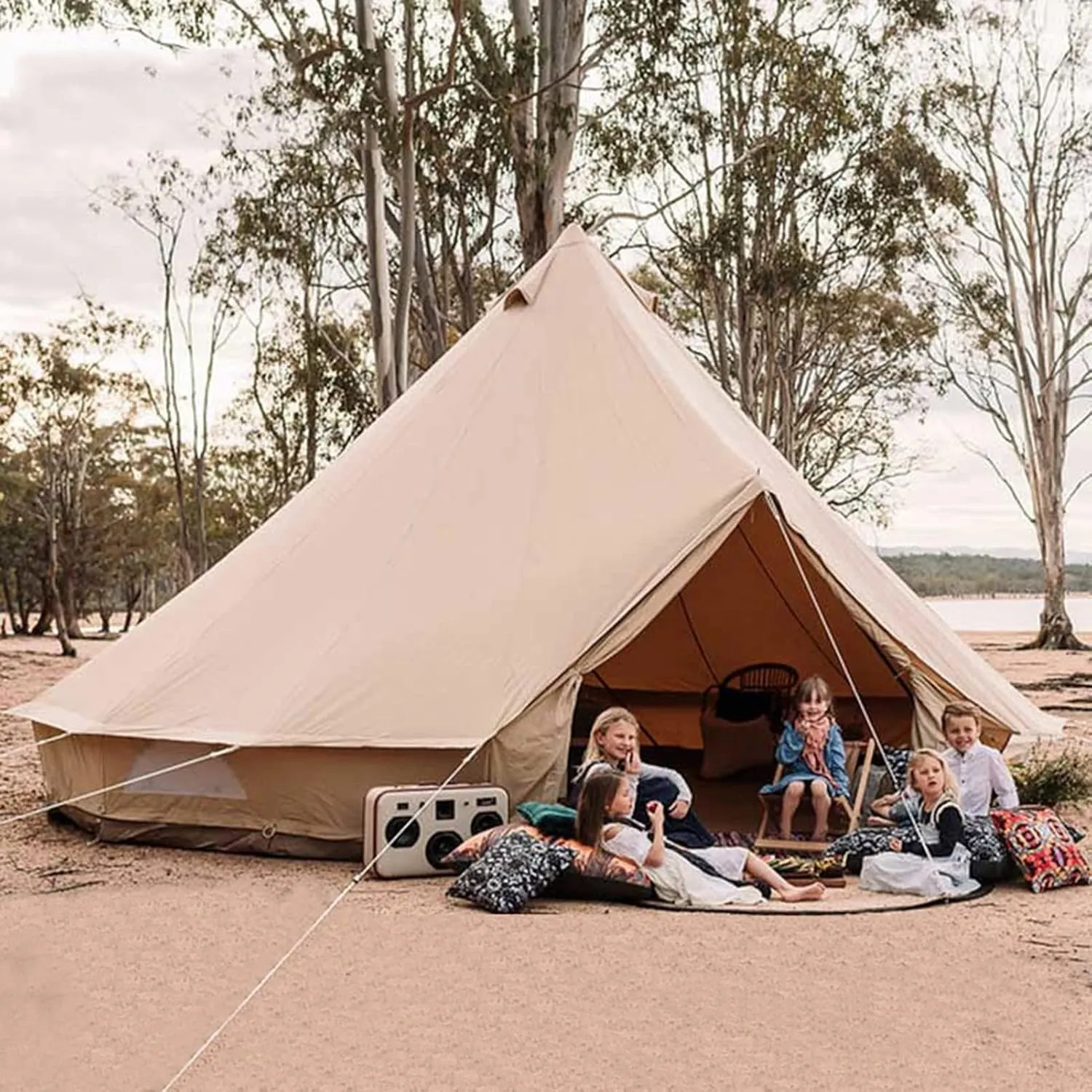 Extra Large Yurt Tent for 6 Person, 4 Season Family Cabin Tents, Luxury Glamping Bell Tents w/Stove Jack for Family Camping Trips and Festivals