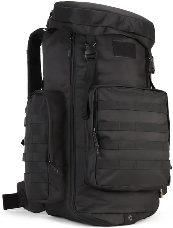 Eysee 80L Nylon fabric Backpack, Camping Hiking Backpack,Trekking Daypack,Outdoor Backpack, Black, 大号
