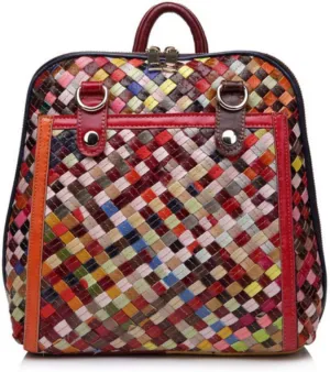 Eysee Backpack Daypack Real Leather Women Outdoor Colourful Bag New 2020 Spring (Multicolor 2)