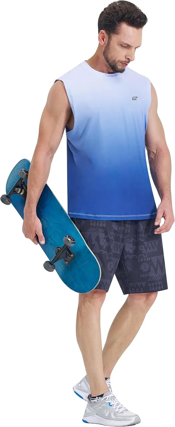 EZRUN Men's Sleeveless Shirt Quick Dry Workout Swim Shirt Gym Muscle Athletic Beach Tank Top Big and Tall