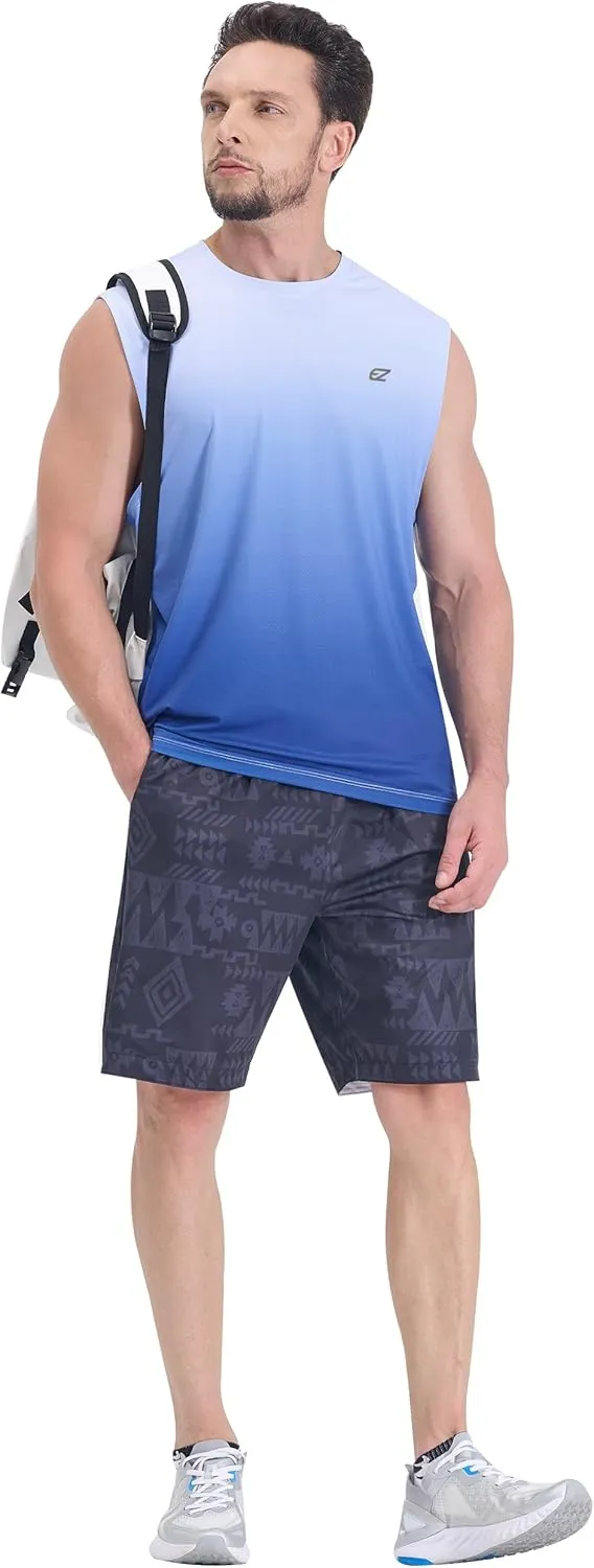 EZRUN Men's Sleeveless Shirt Quick Dry Workout Swim Shirt Gym Muscle Athletic Beach Tank Top Big and Tall