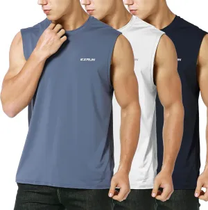 EZRUN Men's Sleeveless Shirt Quick Dry Workout Swim Shirt Gym Muscle Athletic Beach Tank Top Big and Tall