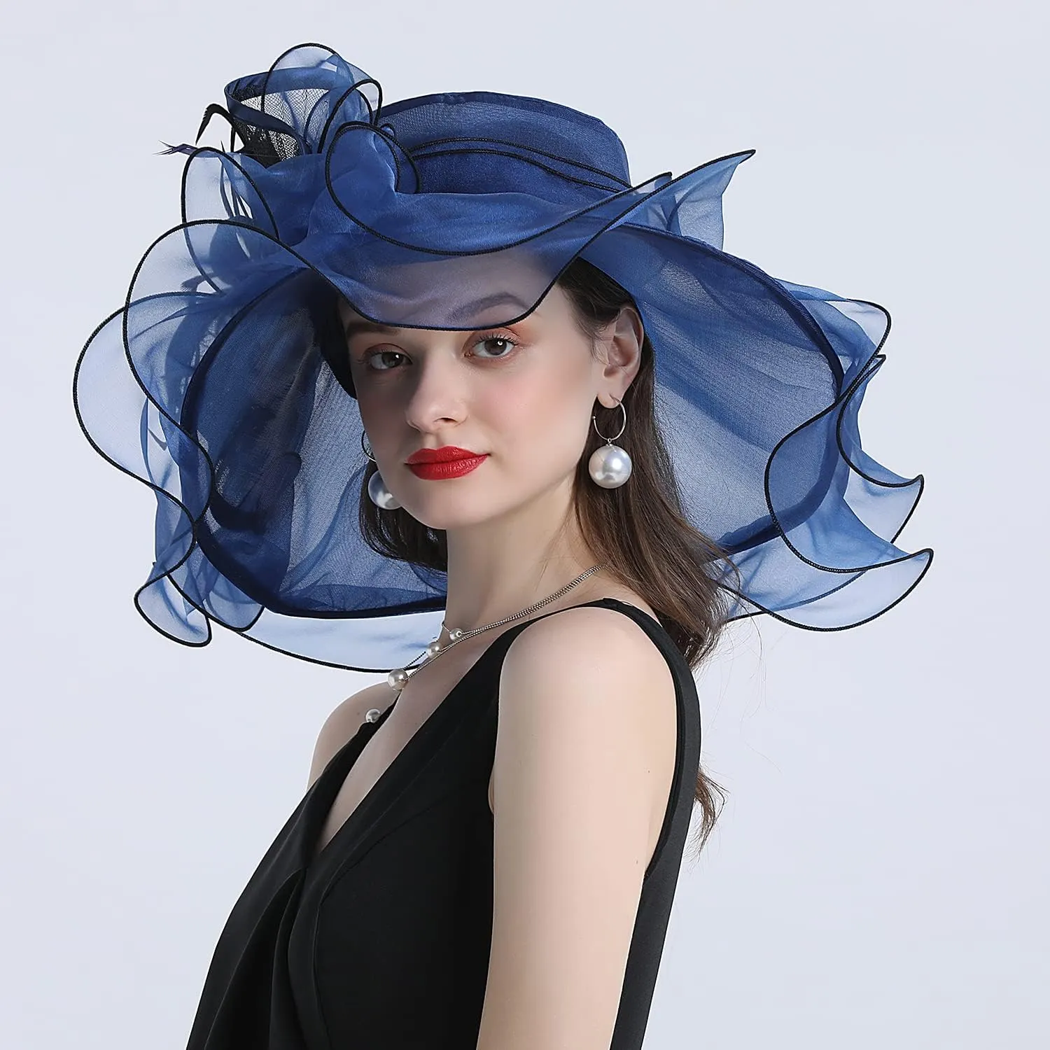 FADVES Women's Wide Brim Organza Tea Derby Sun Hat Butterfly Decoration Tea Party Wedding Bridal Church Fascinator…