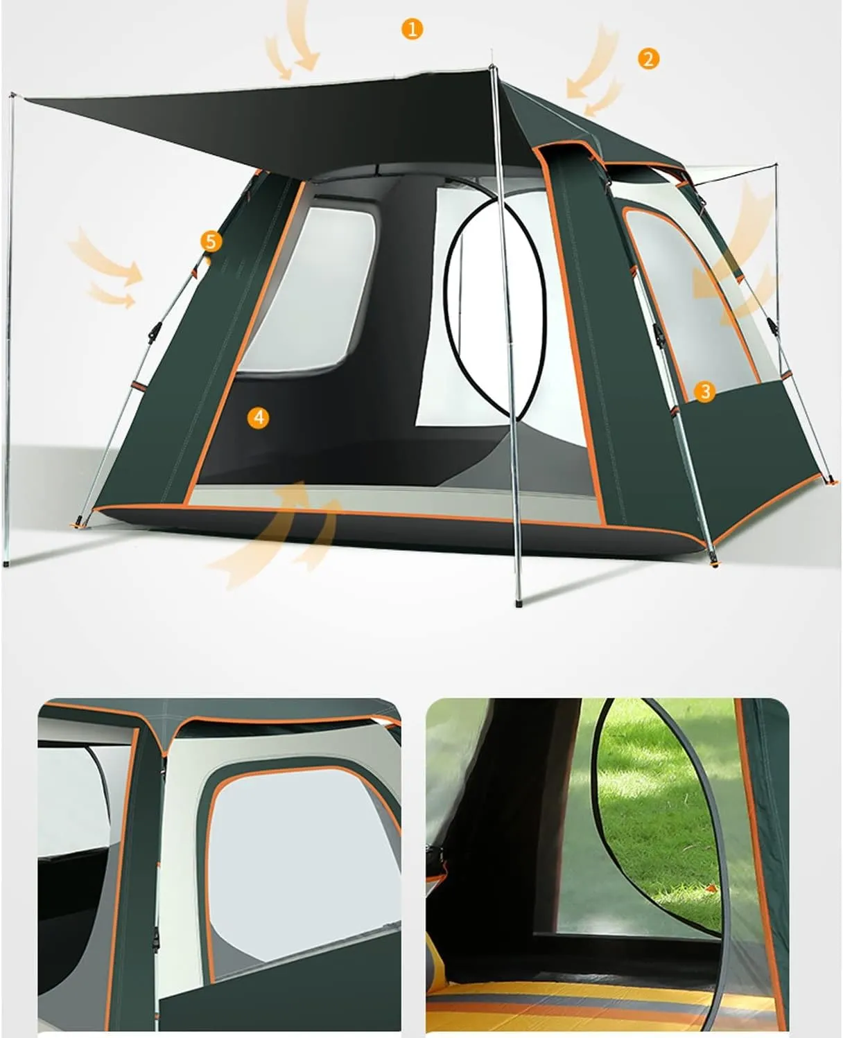 Family Camping Tent,Fully Automatic Tent Quick Opening Sun Protection Tent,Water-Proof,Venting Design,Portable Carry Bag for Traveling, Hiking, Outdoors