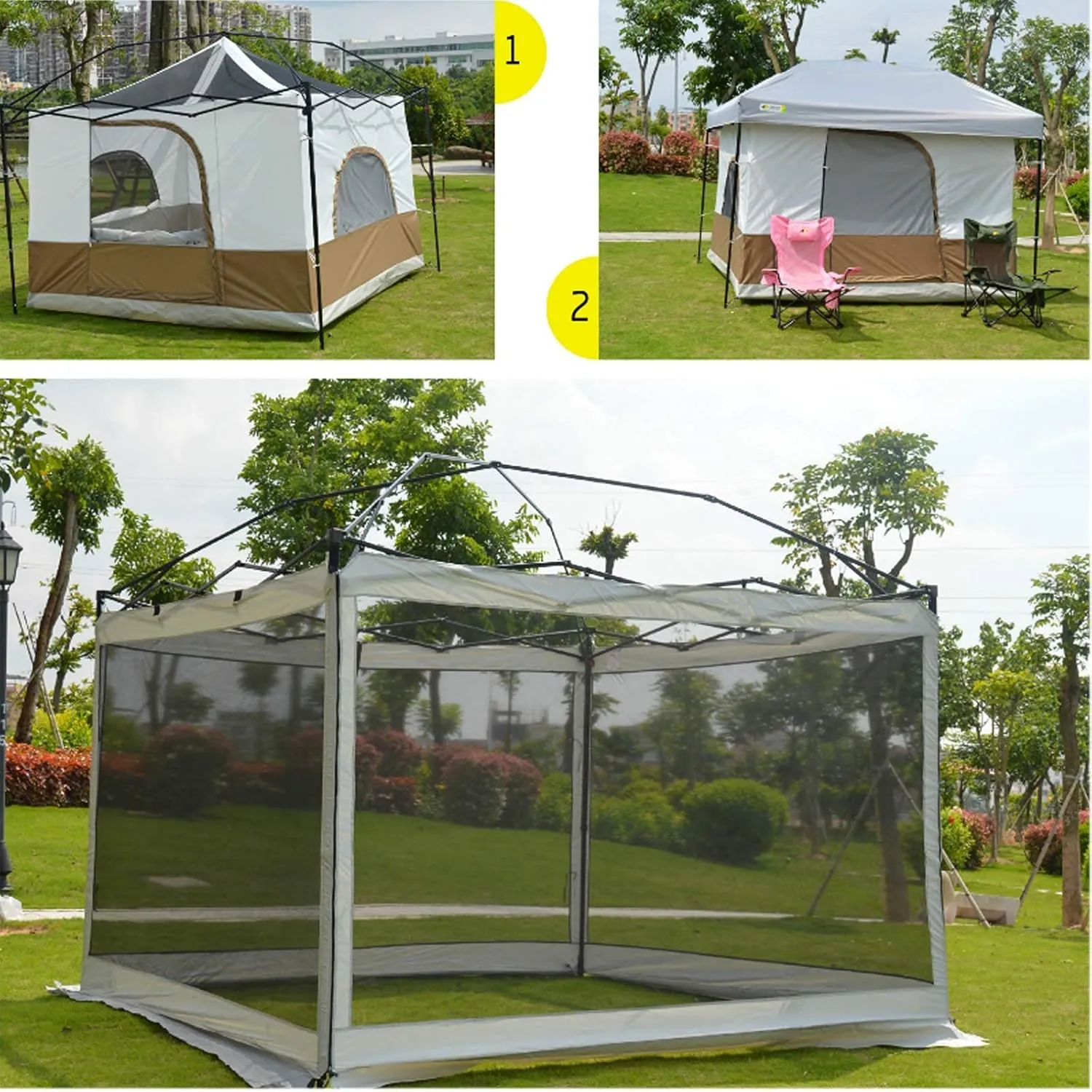 Family Camping Tents,3-4 Person Screen House Room G Patio Canopy Shelter,Lightweight and Sturdy,for Outdoor,Hiking Mountaineering Travel