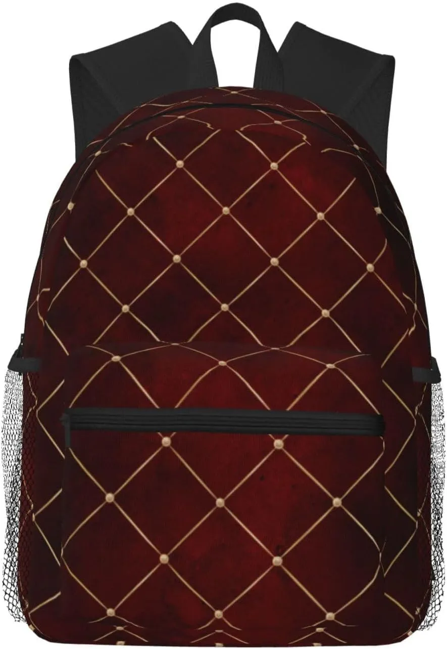Fancy Burgundy And Gold Lightweight Packable Backpack Travel Casual Hiking Daypack Foldable Backpack For Men Women