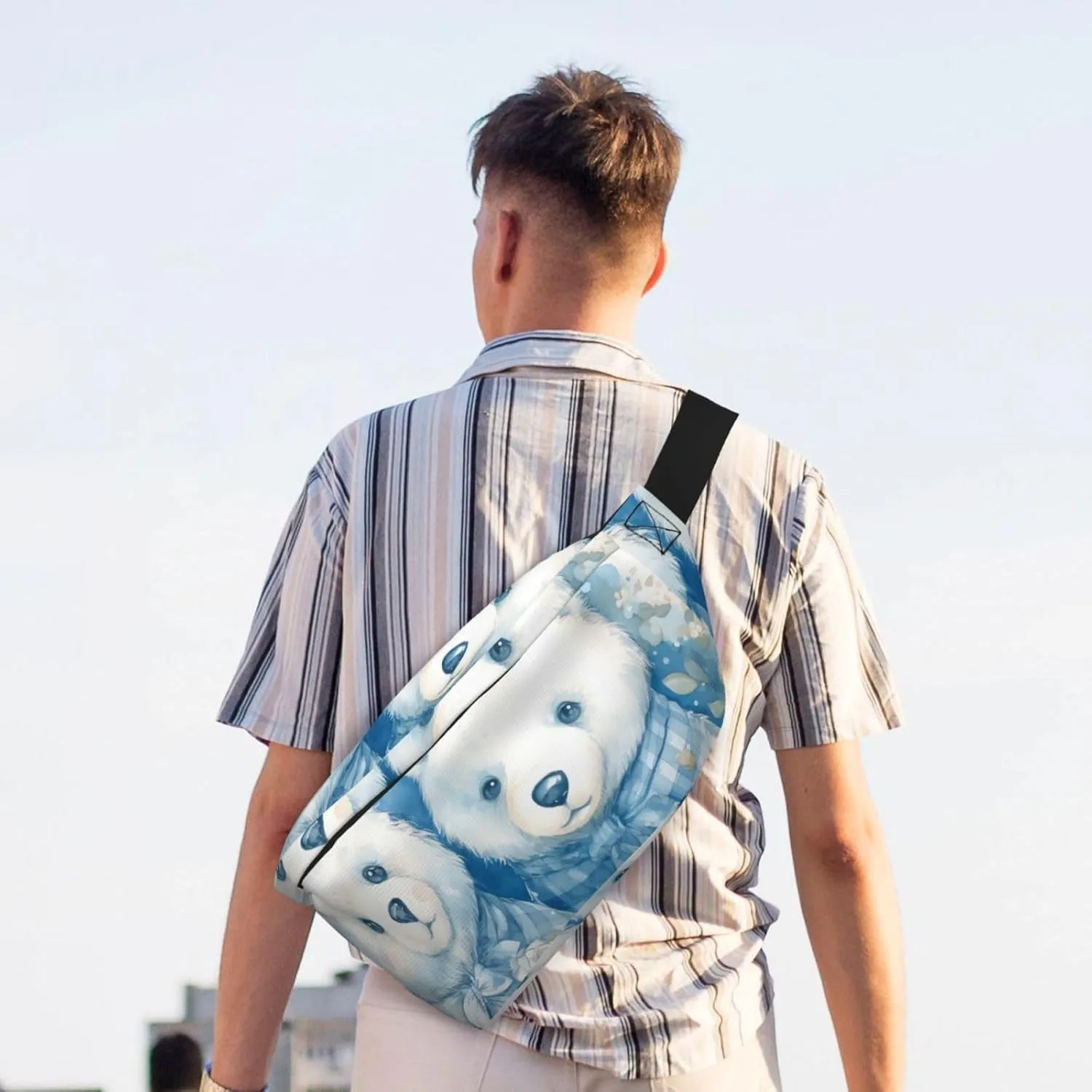 Fanny Pack for Men Women Two Bears in Plaid Clothes Belt Bag with Adjustable Strap Fashion Waist Bag Waist Pack for Travel