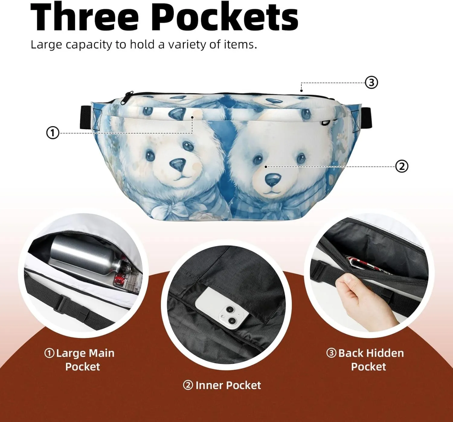 Fanny Pack for Men Women Two Bears in Plaid Clothes Belt Bag with Adjustable Strap Fashion Waist Bag Waist Pack for Travel