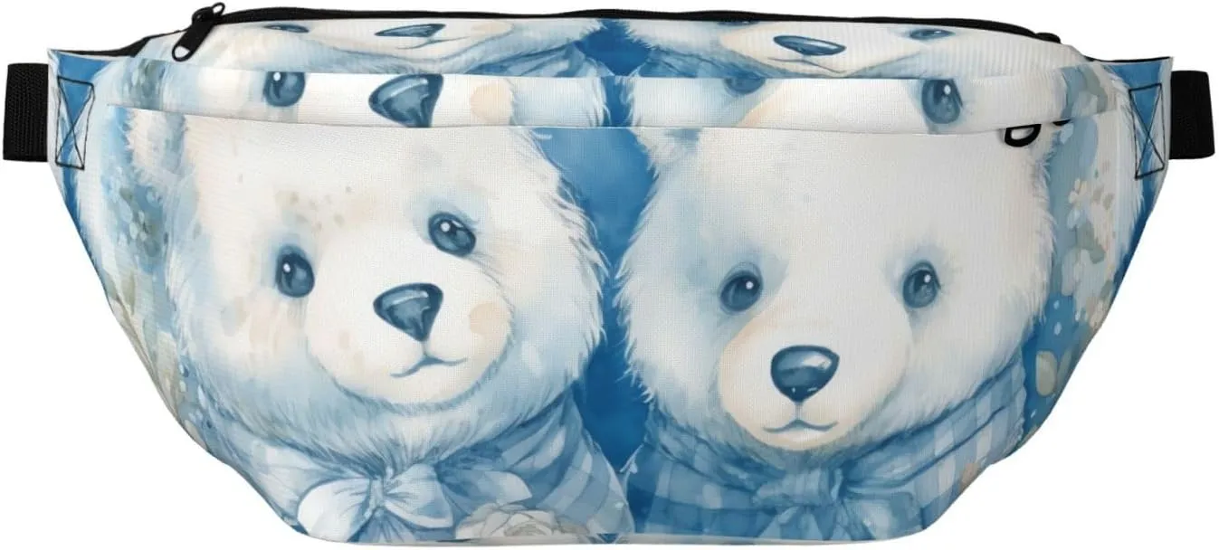 Fanny Pack for Men Women Two Bears in Plaid Clothes Belt Bag with Adjustable Strap Fashion Waist Bag Waist Pack for Travel