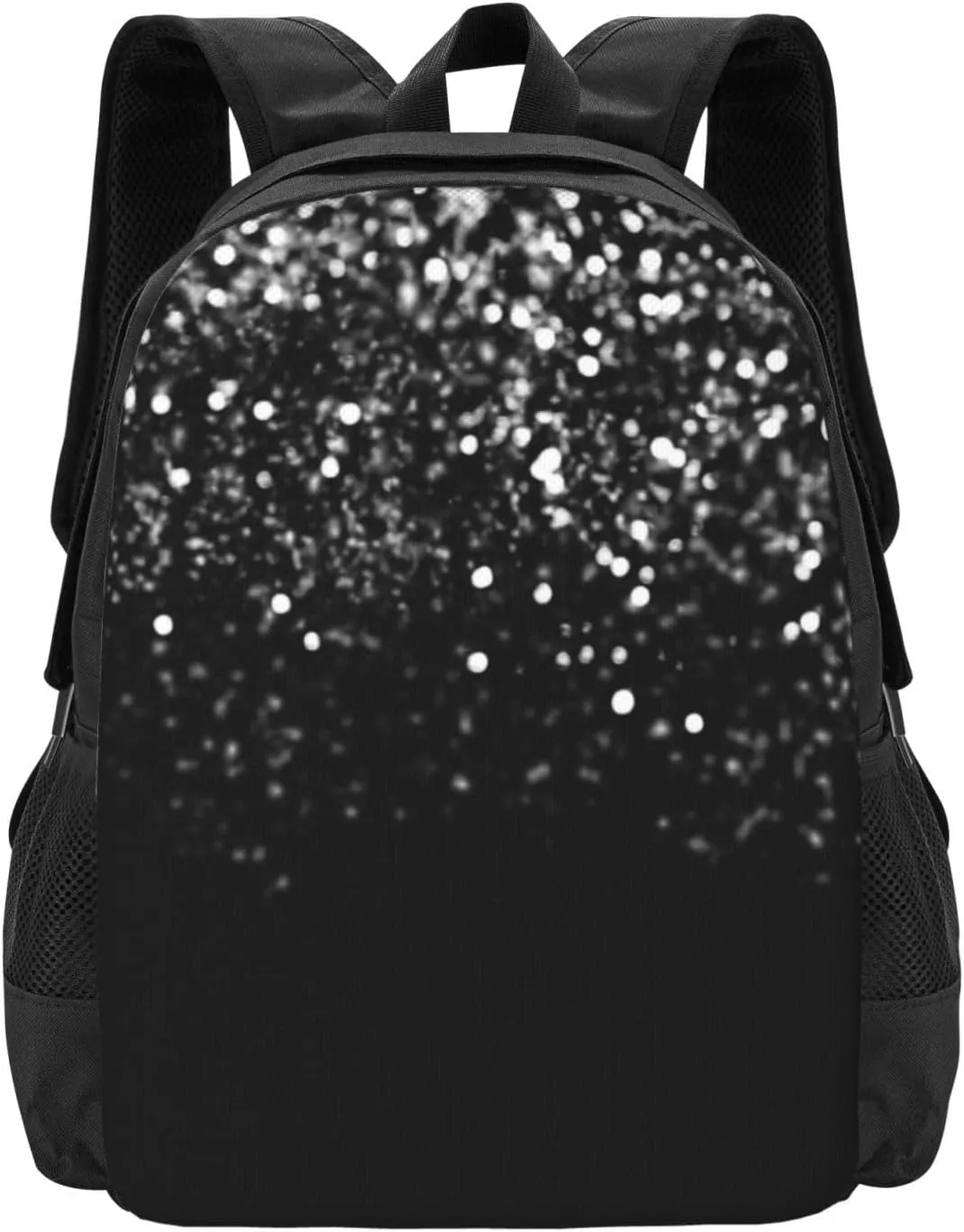 Faux Glitter On Black Lightweight Packable Backpack Travel Casual Hiking Daypack Foldable Backpack For Men Women