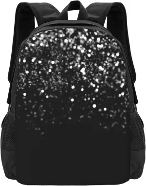 Faux Glitter On Black Lightweight Packable Backpack Travel Casual Hiking Daypack Foldable Backpack For Men Women