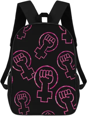 Feminist Fist Power Casual Backpack 17 Inch Travel Hiking Laptop Business Bag Unisex Gift for Outdoor Work Camping