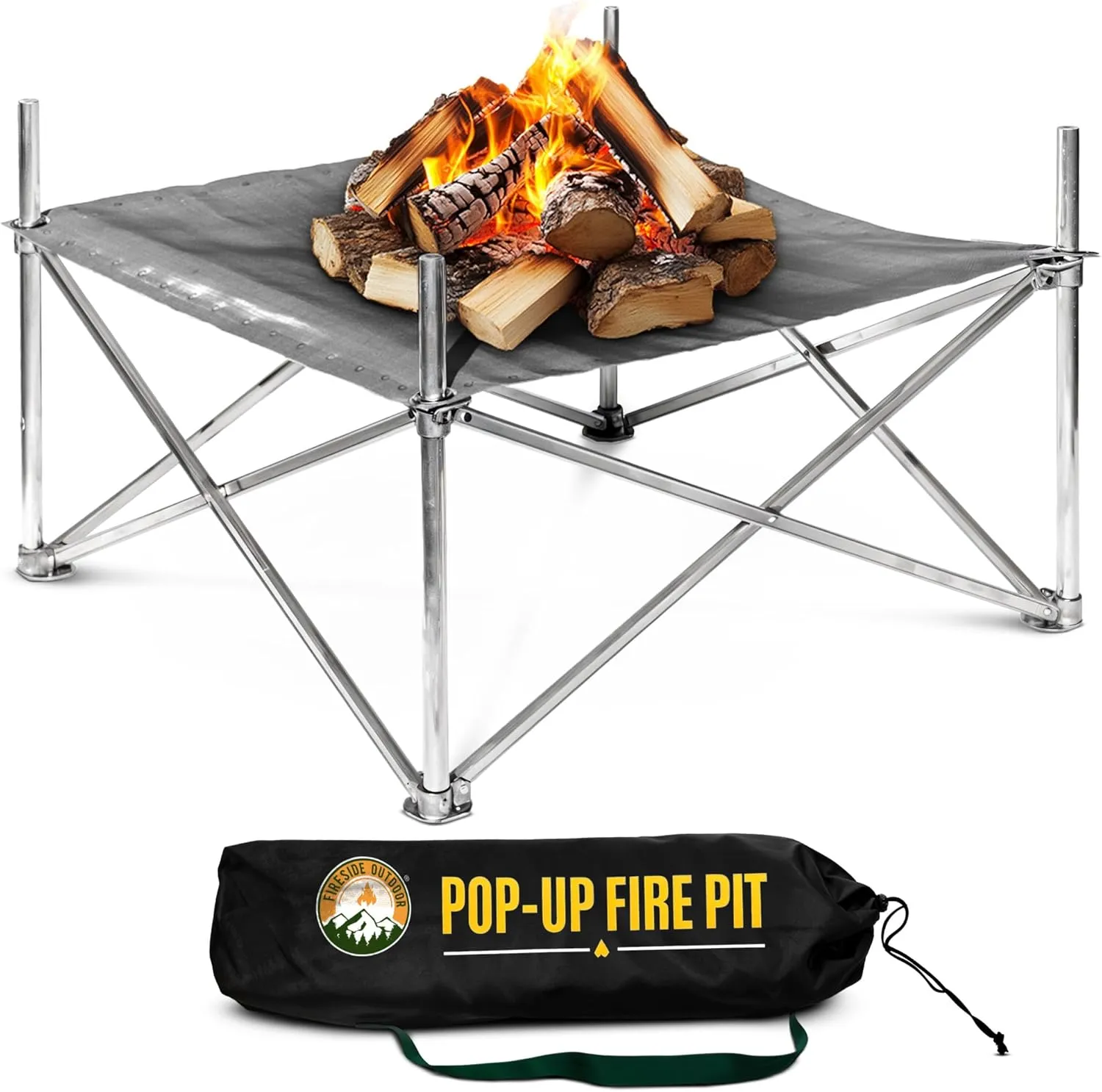 Fireside Outdoor Pop-Up Fire Pit 24" Ultra Lite Weighs 3.2 lbs - Folding FirePits for Outside, Outdoor Small Firepit Portable, Campfire Burn Pits, Camping Fire Pit Portable Holds 80 lbs of Firewood