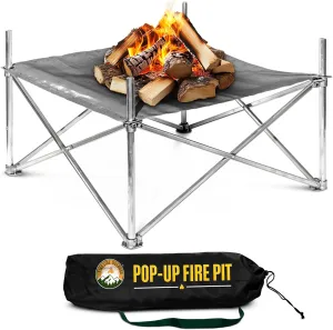 Fireside Outdoor Pop-Up Fire Pit 24" Ultra Lite Weighs 3.2 lbs - Folding FirePits for Outside, Outdoor Small Firepit Portable, Campfire Burn Pits, Camping Fire Pit Portable Holds 80 lbs of Firewood
