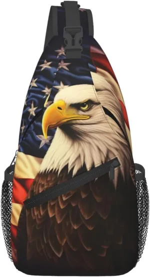 Flag and Eagle Cross Chest Bag Diagonally Sling Bag for Men Women Crossbody Shoulder Bag Travel Hiking Daypack