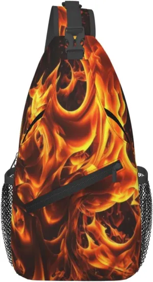 Flames Burning Fire Sling Backpack for Women Men, Chest Bag Daypack Crossbody for Travel Sport Running Hiking