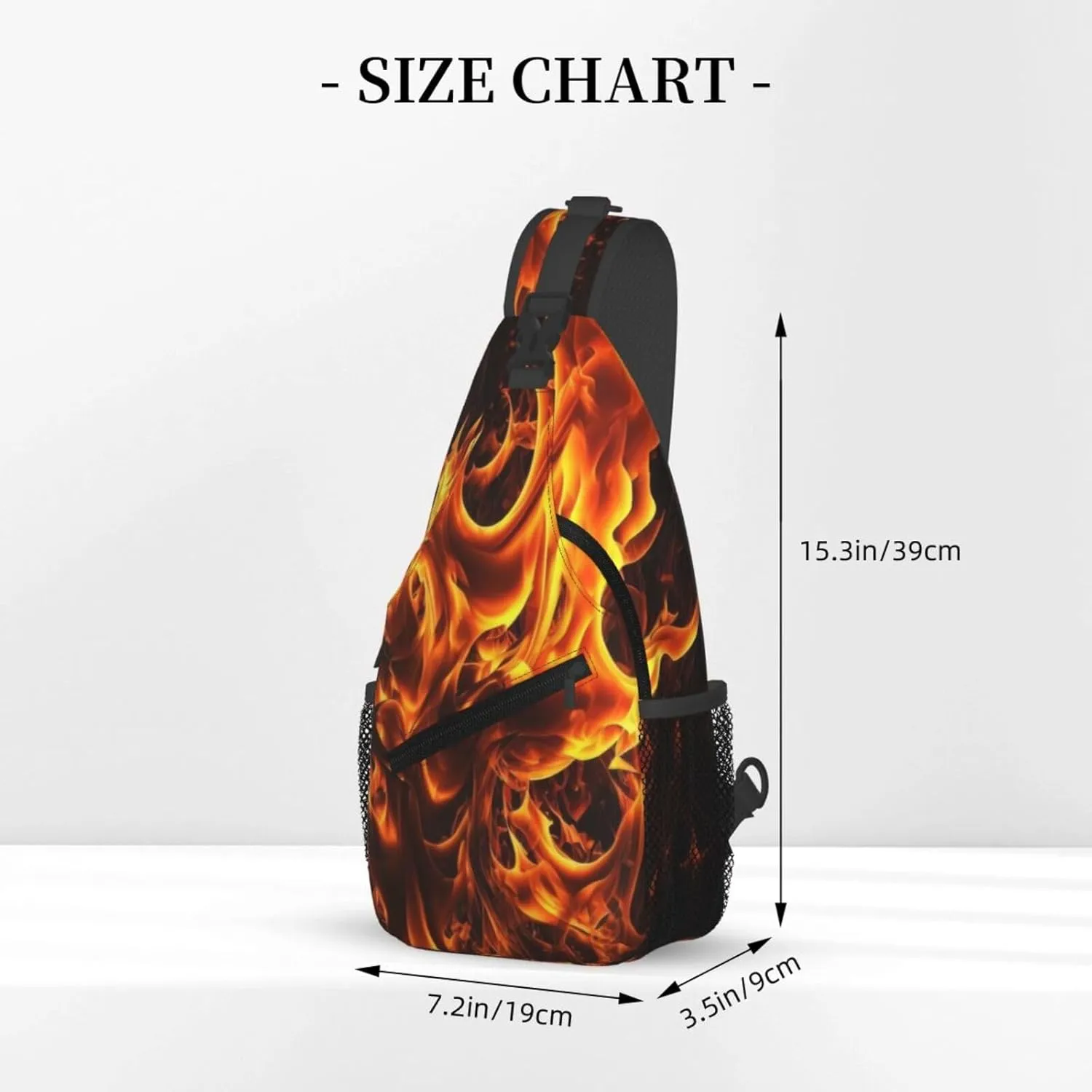 Flames Burning Fire Sling Backpack for Women Men, Chest Bag Daypack Crossbody for Travel Sport Running Hiking