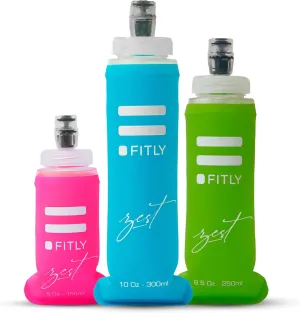 FLASKS Combo – 3 Soft Flasksfor Hydration While Running Hiking Cycling Climbing - Collapsible Water Bottles (5-8.5 - 13.5 oz, 150-250 - 400 ml)
