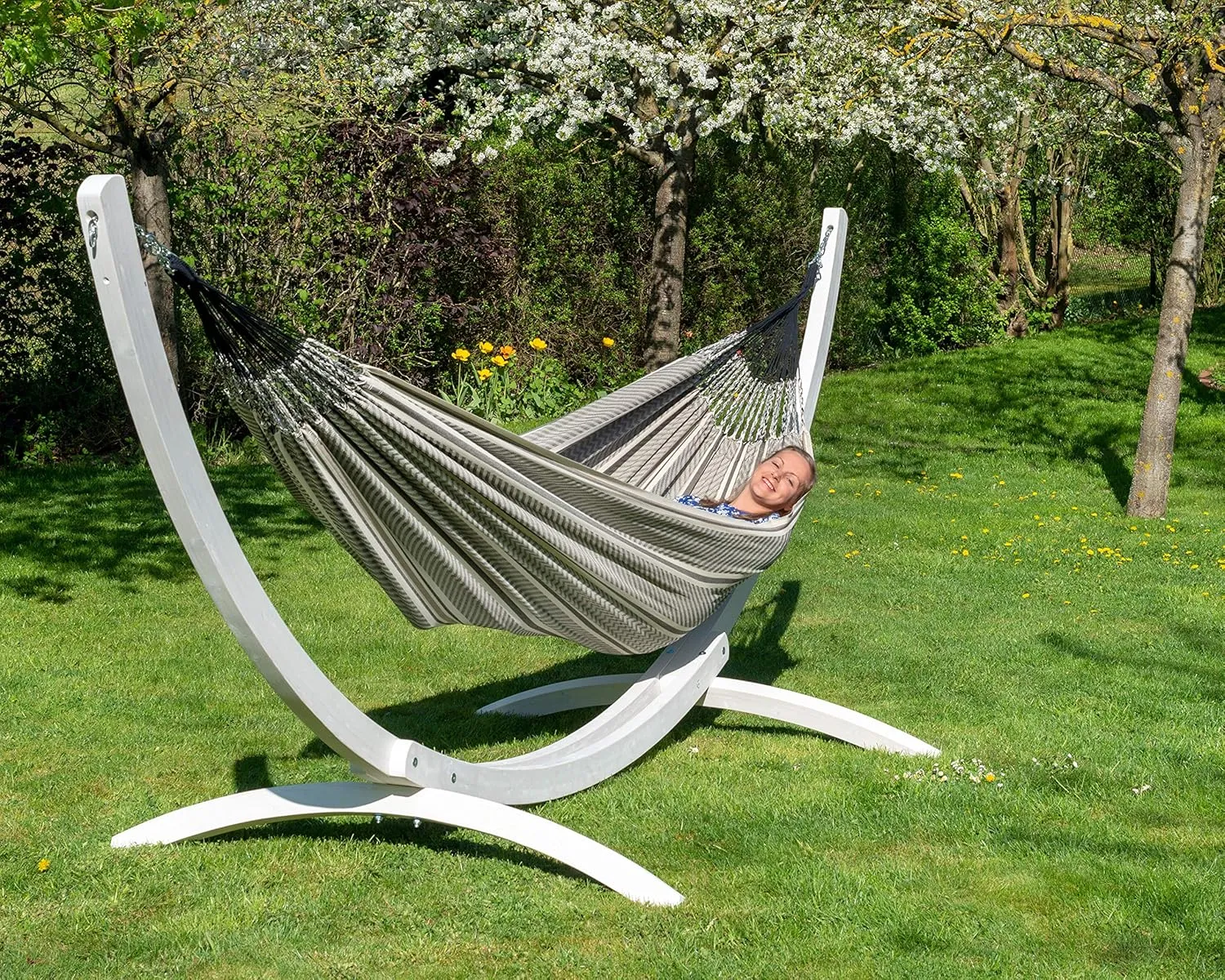 Flora Classic Organic Cotton Hammock - Indoor Outdoor Hammock, Patio Bed Tree Portable Hammock, 2 Person Double Hammock - King, Zebra