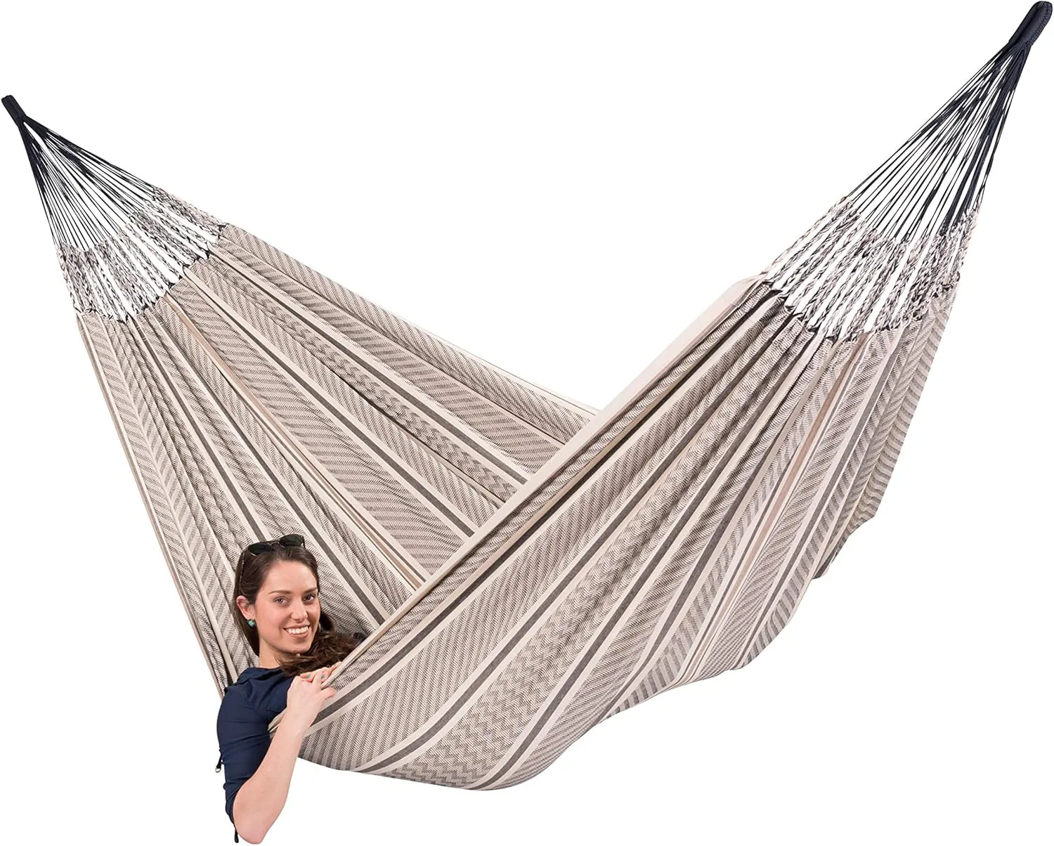 Flora Classic Organic Cotton Hammock - Indoor Outdoor Hammock, Patio Bed Tree Portable Hammock, 2 Person Double Hammock - King, Zebra