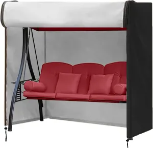 FLYMEI Outdoor Swing Cover 3 Triple Seater Hammock Cover for Porch Swing Canopy Glider Chair and Other Patio Furniture, Waterproof Windproof All Weather Protection, 87'' (L) x 49''(W) x 67''(H)