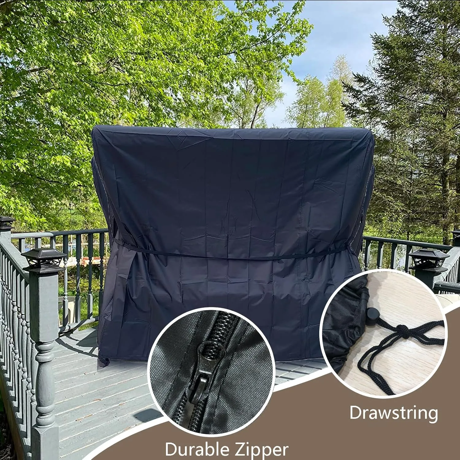 FLYMEI Outdoor Swing Cover 3 Triple Seater Hammock Cover for Porch Swing Canopy Glider Chair and Other Patio Furniture, Waterproof Windproof All Weather Protection, 87'' (L) x 49''(W) x 67''(H)