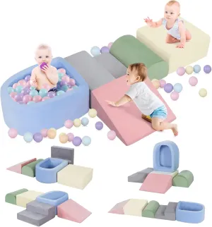 Foam Climbing Blocks for Toddler, Toddler Climbing Toys Indoor, Kid Baby Climbing Toys Blocks with Ball Pit for Baby, Soft Play Set Playground (Balls not Included)