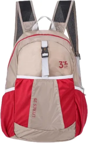 Foldable Backpack for Outdoor Hiking, Climbing, Travel - 25L Capacity, Ergonomic Design, Fashionable & Portable (Khaki Red)