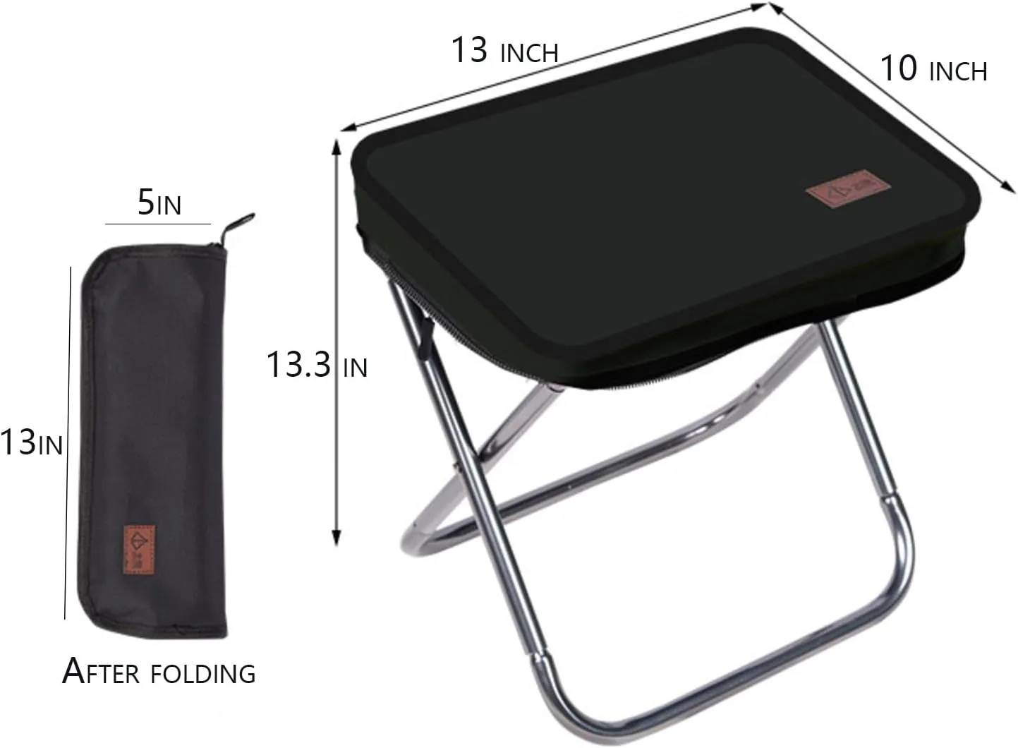 Folding Camping Stool Portable Folding Stool Quick storage BBQ Fishing with Carry Bag Lightweight Design Can Be Put Into Trouser Pocket (Black Large)